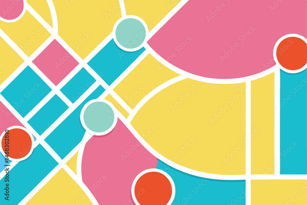 Aufkleber abstract geometric composition with colorful shapes and transparent design