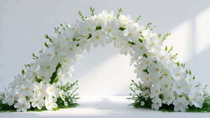 Ornithogalum flowers in white arranged in a floral arch