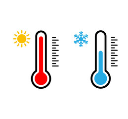 Temperature maintains thermometer hot, cold icons