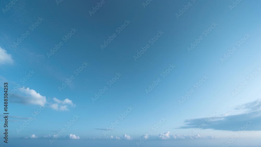 Poster Open blue sky with cloud patterns and illuminated border