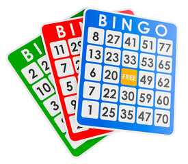 Bingo cards, 3D rendering isolated on transparent background