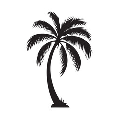 Palm Tree Silhouette Vector Icon Symbol for Tropical Design