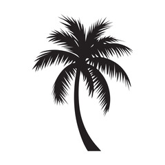Palm Tree Silhouette Vector Icon Symbol for Tropical Design