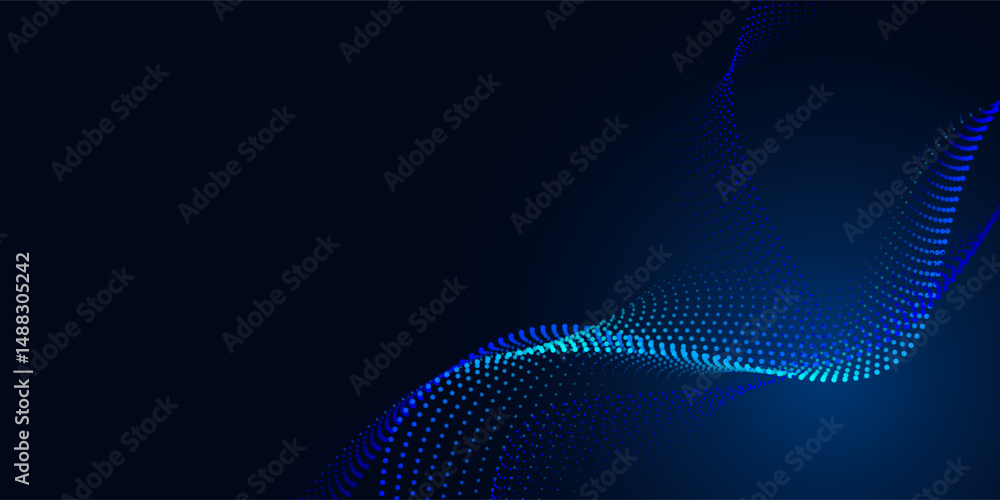 Aufkleber beautiful wave form an array of glowing dots. an abstract stream of dots.