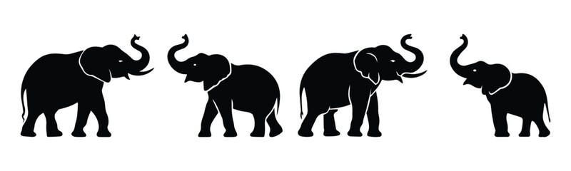 Obraz premium Elephant Silhouette Vector Symbol Icon Set Collection