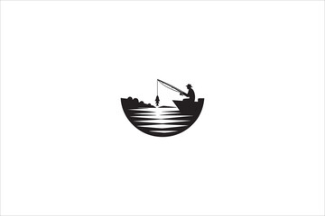 fishing silhouette with a simple, understated design set against a white background