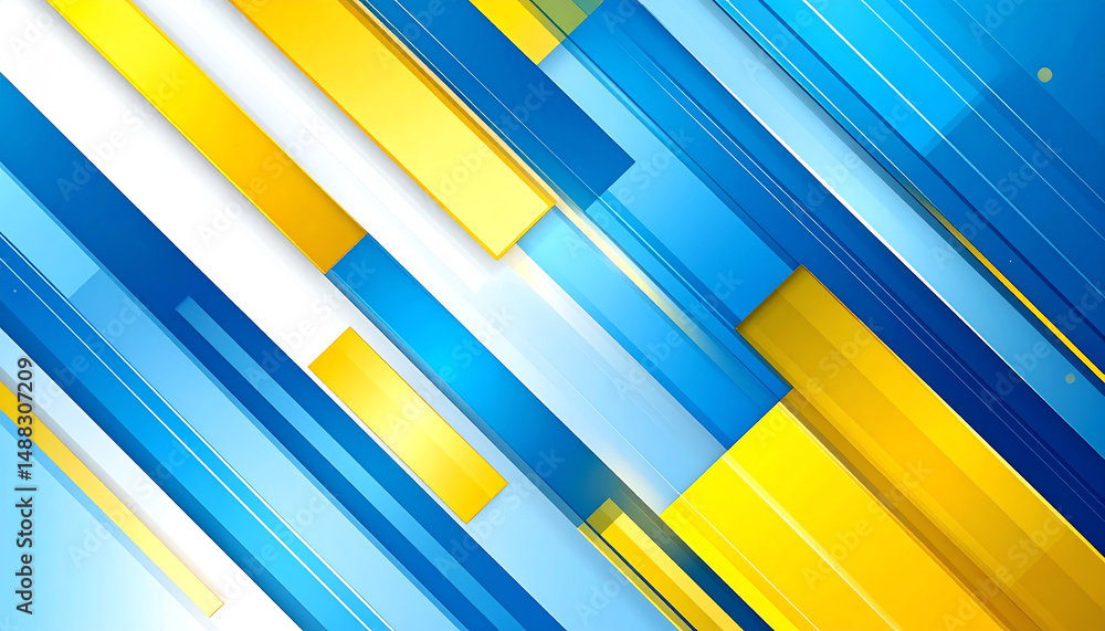 Poster vibrant abstract design featuring blue and yellow vertical stripes creating a dynamic visual effect