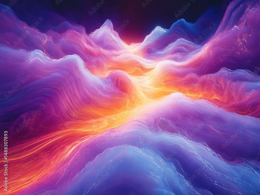 Poster chromatic landscapes abstract fractal background image with glowing textures