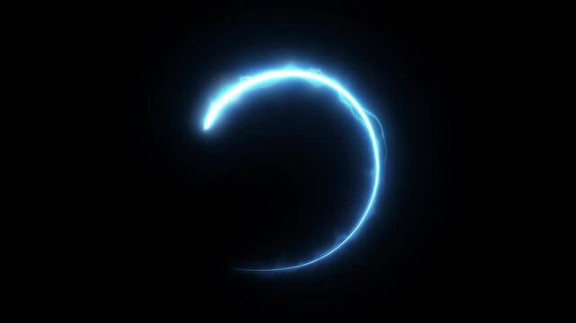 4K Glowing Electric Blue Light Trail Animating in Smooth Elegant Curve on Black Background, Perfect for Logo Reveal, Intro, Video Opener, or Futuristic Motion Design Element
