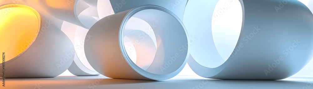 Poster abstract architectural design with glowing circles