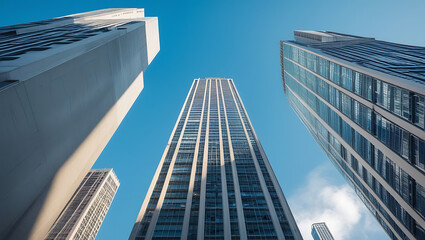 Naklejka premium Urban High-Rise Towers with Minimal Reflections