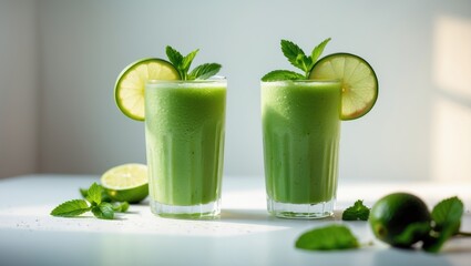 Fototapeta premium Lime and mint watermelon smoothies