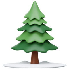Stylized christmas tree with snow isolated on a transparent background