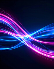 Colorful light trails swirl against a dark background, creating a dynamic and vibrant abstract pattern