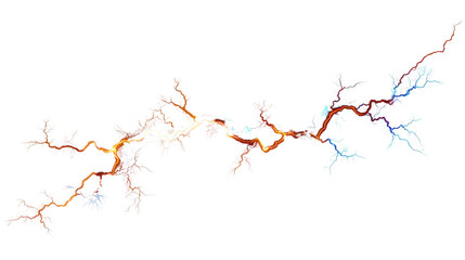 Electric Veins: A striking, high-angle shot of vibrant, vein-like lightning bolts snaking across the frame, evoking power, energy, and the raw beauty of nature's force.