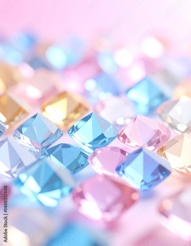 Aufkleber colorful, sparkling gems arranged in a shimmering pattern, reflecting light and creating a vibrant, 
