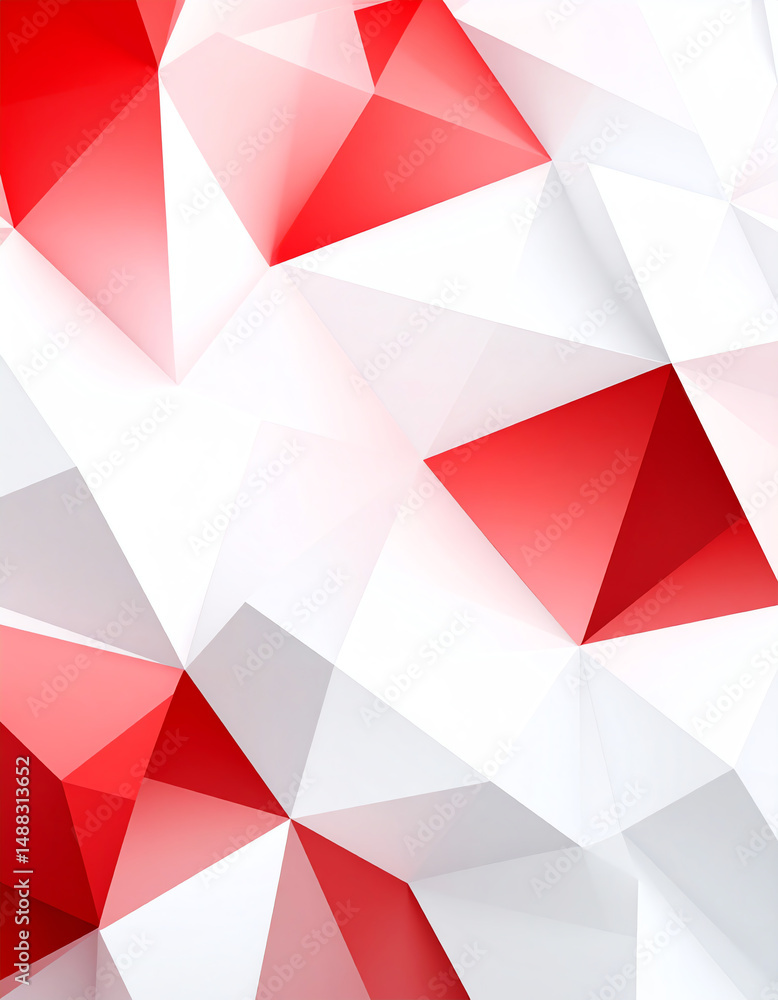 Poster abstract geometric pattern featuring red and white triangular shapes with a modern design aesthetic