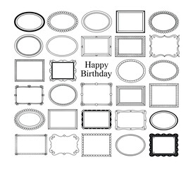 Hand Drawn Floral and Leaf Border Elements Set for Frames