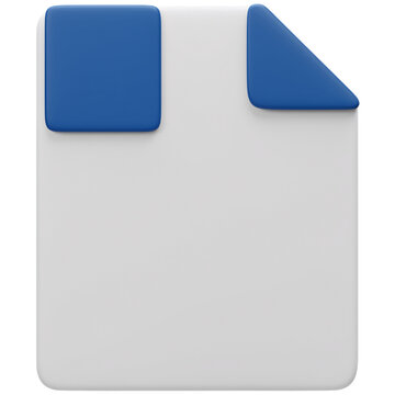 White file icon with blue accents isolated on a transparent background