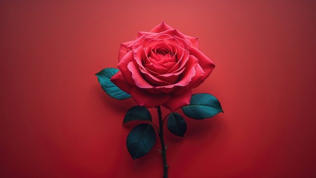 Beautiful red flower image with minimalistic background for birthday or anniversary