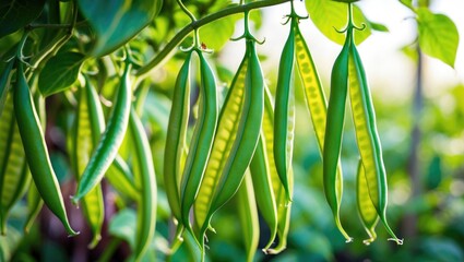 Runner beans developing on the vine