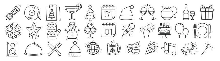 Festive holiday icons depict celebration