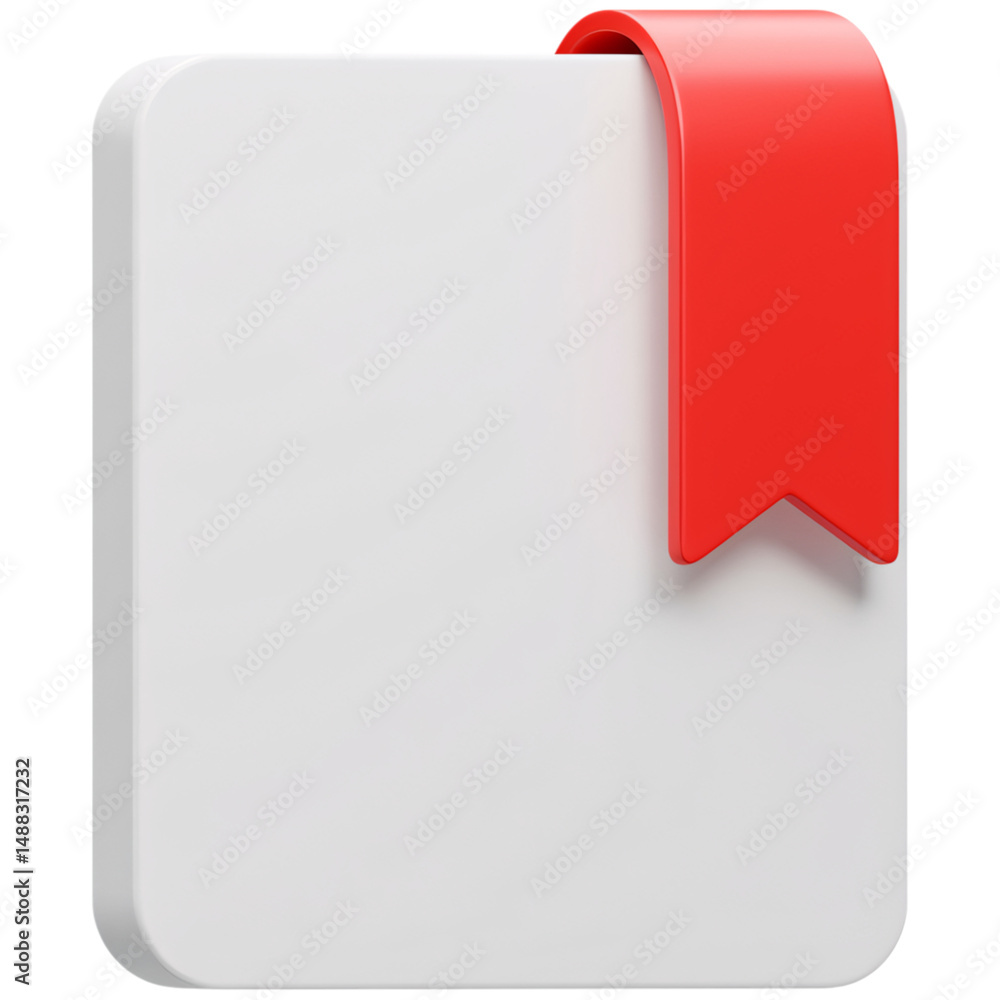 Poster White block with a red bookmark isolated on a transparent background