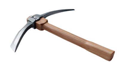 Pickaxe on Display: This close-up shot of a pickaxe showcases the tool's robust design, perfect for any project