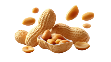 Peanut Feast: a close-up shot showcases a fresh peanut and it's shelled counterpart, offering a feast of textures, from the coarse exterior to the smooth interiors. A food-focused photography.