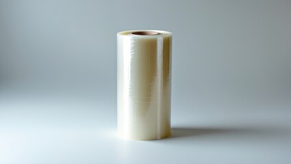 Transparent Plastic Packing Film on Isolated White Background