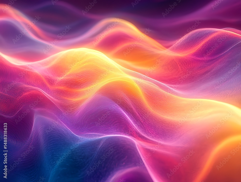 Aufkleber fluid luminescence: gradient color waves evoke ethereal motion and depth