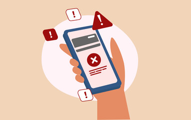 Mobile phone hijacking or hacking vector allert illustration concept for business and technology