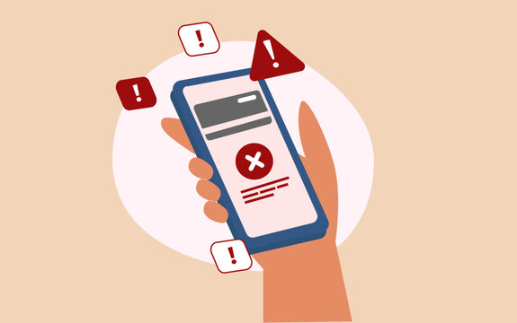 Mobile phone hijacking or hacking vector allert illustration concept for business and technology