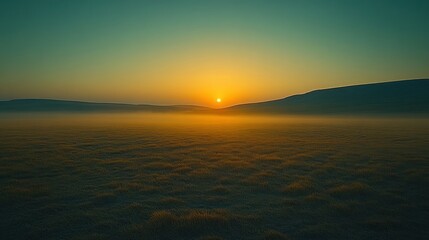 Fototapeta premium Sunrise over a misty plain