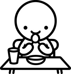 Stick Figure Eating  at Table Icon
