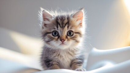 Fototapeta premium Humorous small kitten gazing at the camera.