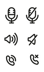 Speaker and mute icon set, no microphone icon mic off symbol . voice mute icon buttons, silent icon