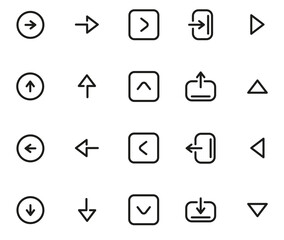 Direction icon, Set of arrows isolated on white. Arrow vector icon set illustration collection. Cursor arrow up down and symbol icons. Modern simple solid collection web design, mobile apps, interface
