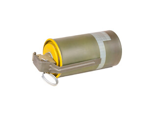 Army smoke grenade isolated on a white background