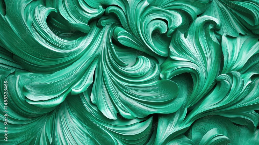 Poster intricate teal swirls create a decorative surface pattern.