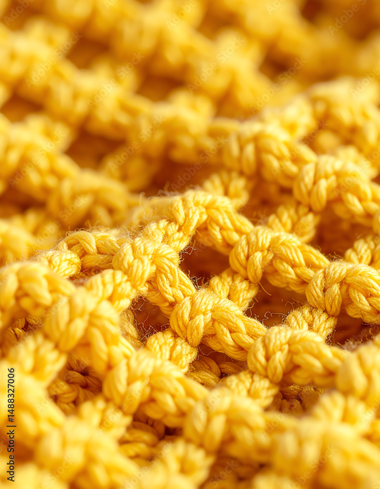 Poster a vibrant close-up of interwoven yellow threads, showcasing the intricate texture and pattern of the