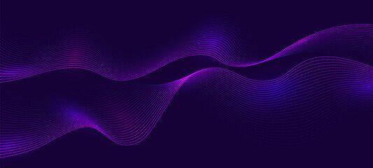 Wave tech background. Abstract dot line tech design, Futuristic halftone wavy curves, dotted modern dynamic gradient elements. Vector science technology wallpaper