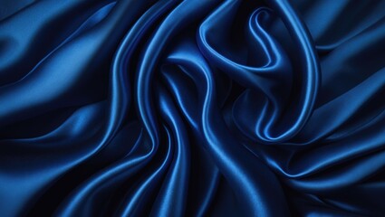 Obraz premium sleek blue satin featuring curves and ripples
