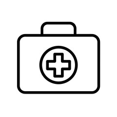 Fototapeta premium First aid kit icon in simple line design on a white background 