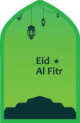  vector illustration of greeting templates for Eid al-Fitr and Eid al-Adha