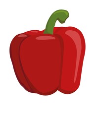 This image is a digital illustration of a red bell pepper.
