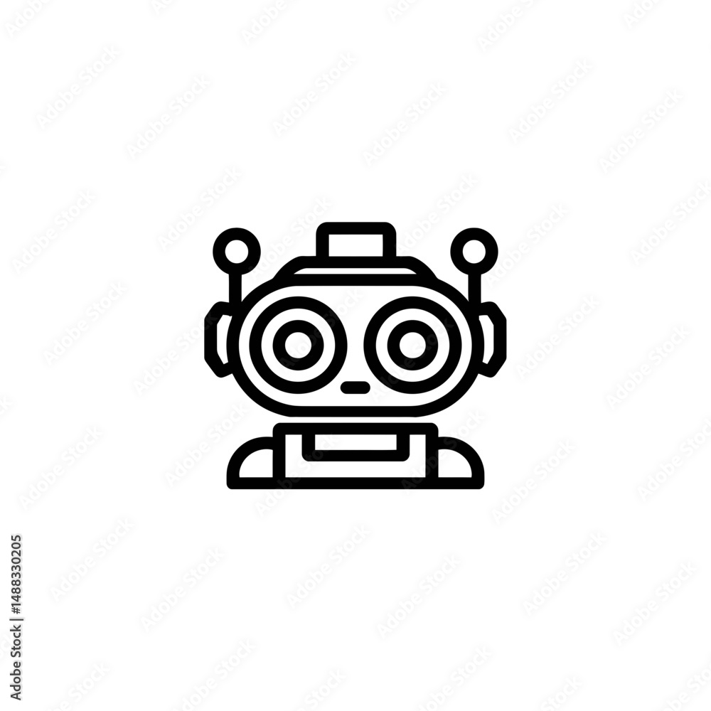 Aufkleber robot icon presents itself alone in a minimal design
