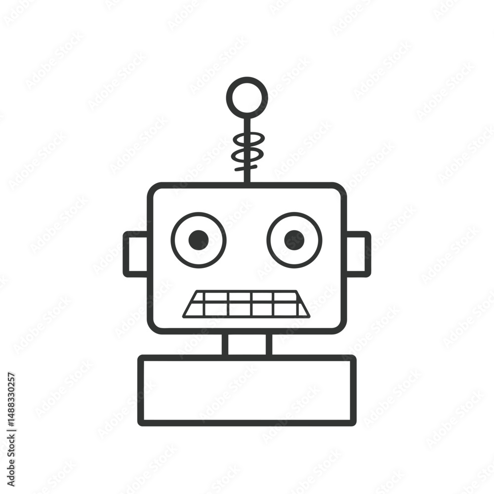 Aufkleber robot drawing displays simplicity against plain white background vector outline
