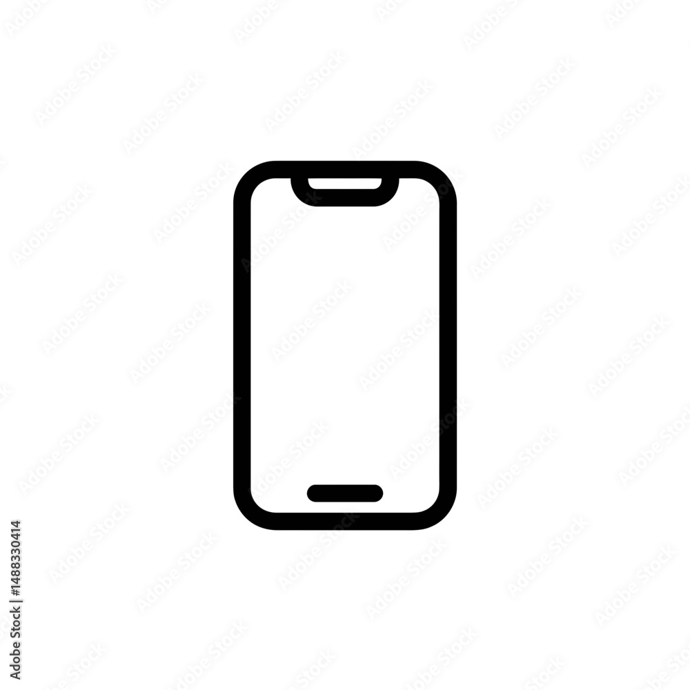 Poster smartphone outline displays interface element on blank background