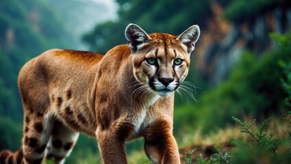 Obraz premium Puma within a wild habitat